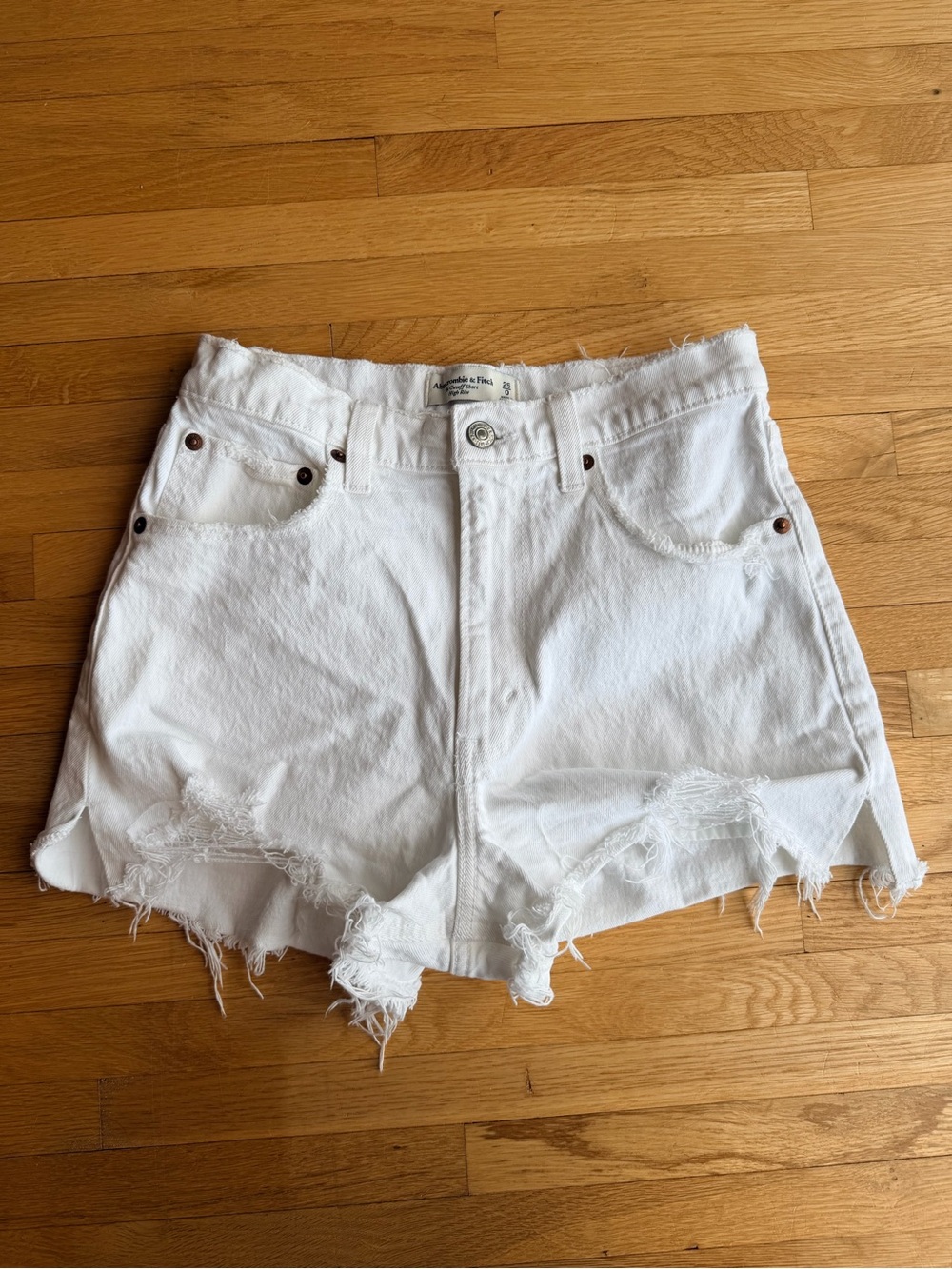 Abercrombie & Fitch White Distressed Denim Cutoff Shorts Highrise Casual Beach